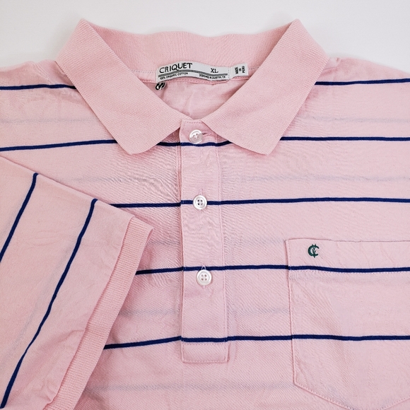 Criquet Other - Criquet Mens XL Extra Large Pink & Blue Short Sleeve Polo Shirt Organic Cotton